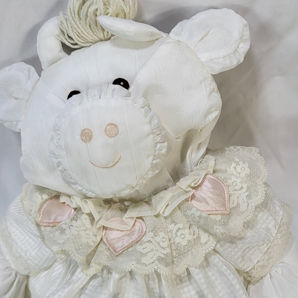 Vintage 1986 Fisher Price Puffalump White Cow Lace & Pink Hearts Dress 8001 - Picture 8 of 10